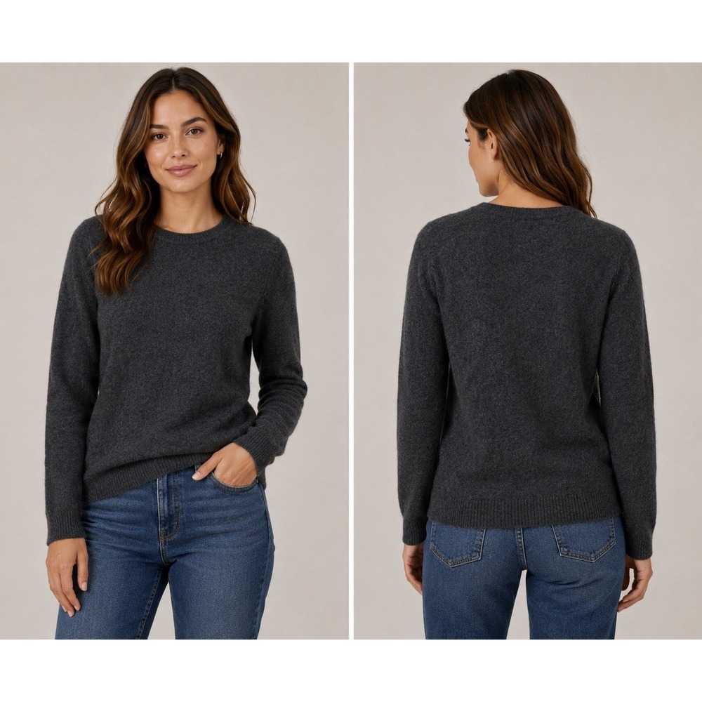 CHARTER CLUB Luxury Small 100% Cashmere‎ Sweater Gray Crewneck Pullover